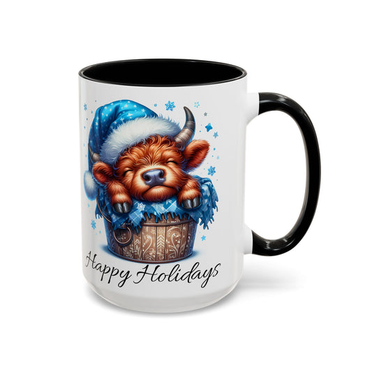 Mug - Holiday Highland Cow Accent Coffee Mug (15oz)